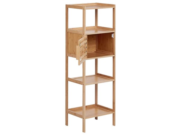 Hylde light bambus 36 x 30 x 114 cm med fire hylder med skab til badeværelse i modern stil