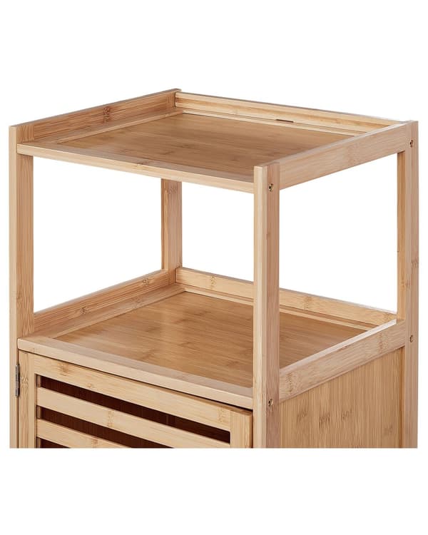 Hylde light bambus 36 x 30 x 114 cm med fire hylder med skab til badeværelse i modern stil