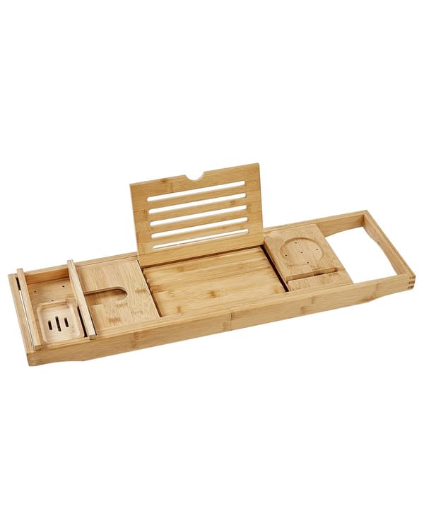 Badebakke lys bambus 75/110 x 23 x 5 cm udtrækkelig multifunktionel modern stil badeværelse