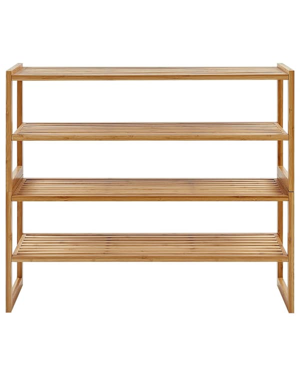 Hylde lys bambus 71 x 28 x 60 cm med fire hylder til badeværelse naturlig modern stil