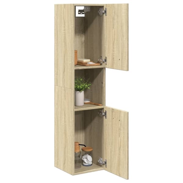 vidaXL badeværelsesskab 30x30x130 cm spånplade sonoma-eg