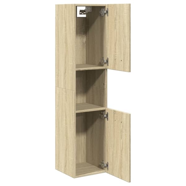 vidaXL badeværelsesskab 30x30x130 cm spånplade sonoma-eg