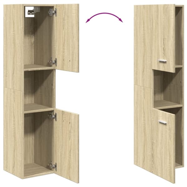 vidaXL badeværelsesskab 30x30x130 cm spånplade sonoma-eg
