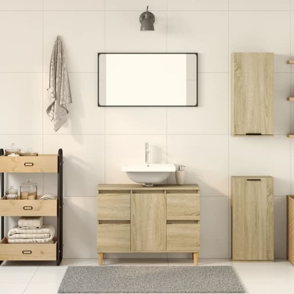 vidaXL væghængt badeværelsesskab 32x20x67 cm sonoma-eg