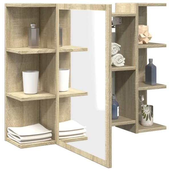 vidaXL Kylpyhuoneen peilikaappi Sonoma-tammi 80x20,5x64 cm lastulevy
