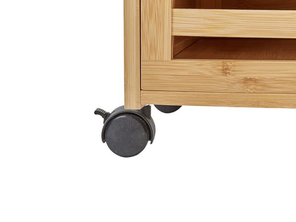 Badrumsskåp med 3 lådor Ljus Bambu Gummihjul Praktisk Badrumsförvaring Minimalistisk