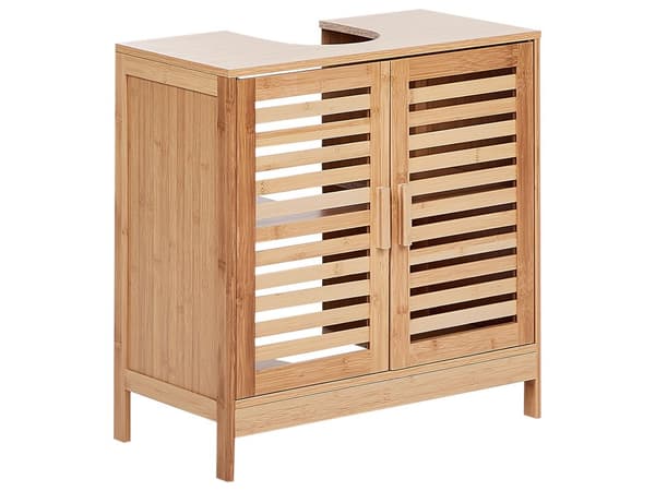 Tvättställsskåp Ljus Bambu Praktisk Badrumsförvaring Minimalistisk Stil