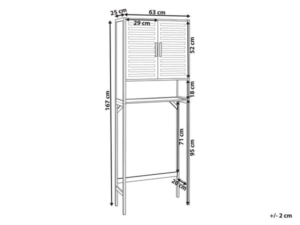 Håndvaskskab i lys bambus 63 x 25 x 167 cm med tre hylder til badeværelset i modern stil