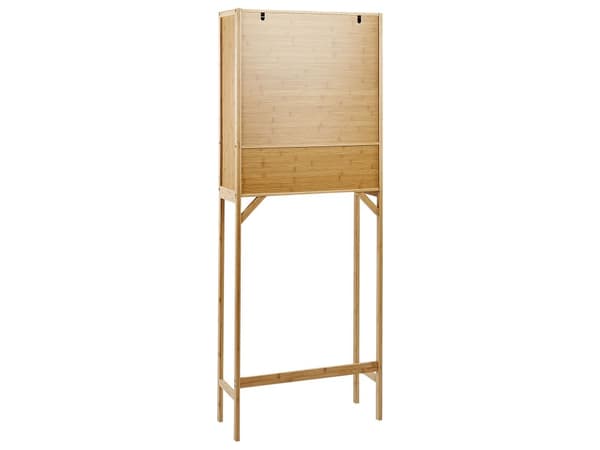 Håndvaskskab i lys bambus 63 x 25 x 167 cm med tre hylder til badeværelset i modern stil