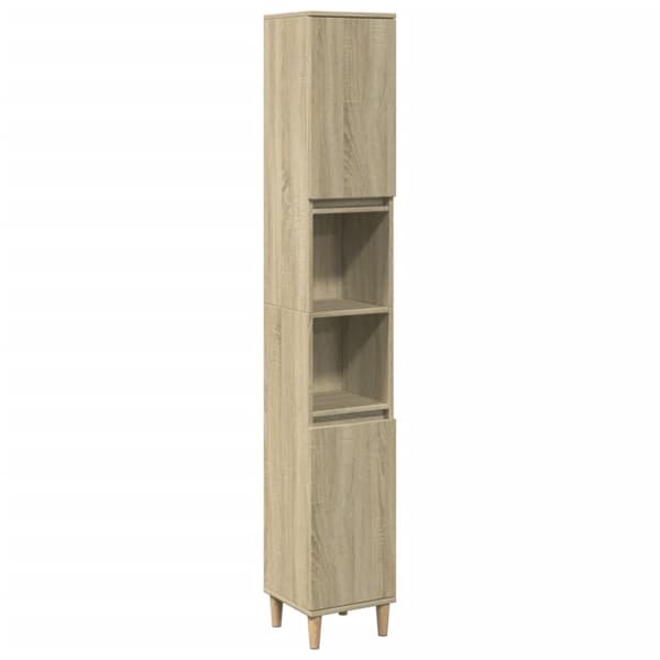 vidaXL badeværelsesskab 30x30x190 cm konstrueret træ sonoma-eg