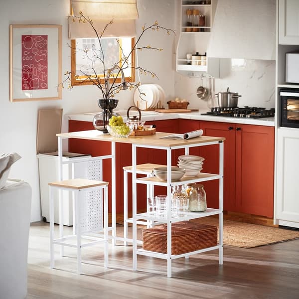 SoBuy Barbord och 2 stolar Matgrupp med hylla OGT51-WN