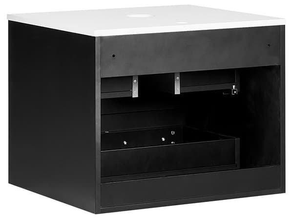 Vaskeskab Sort MDF Træ 60 cm Bred Underskab til Vask Badeværelsesskab med Skuffer Moderne Skab til under Håndvask Baderum med Opbevaring