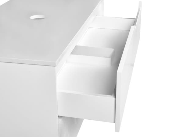 Kylpyhuoneen seinäkaappi valkoinen MDF-levy 60 x 52 cm kaksi vetolaatikkoa moderni glamour-tyyli