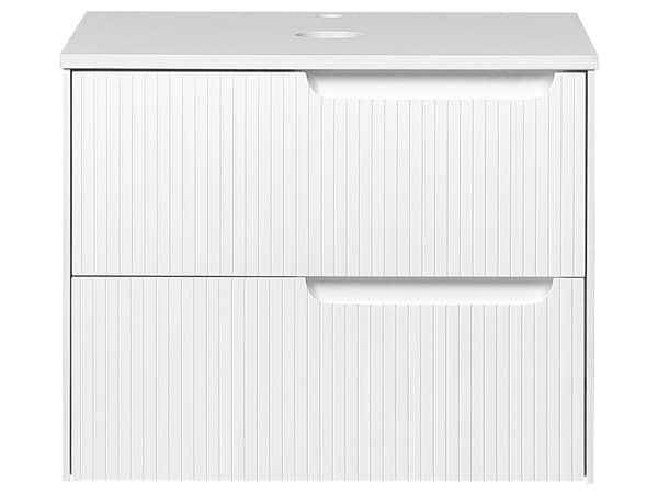 Veggmontert Baderomsskap Hvit MDF 60 x 52 cm Riflet Front med 2 Skuffer