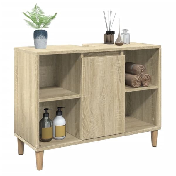 vidaXL badeværelsesskab 80x33x60 cm konstrueret træ sonoma-eg