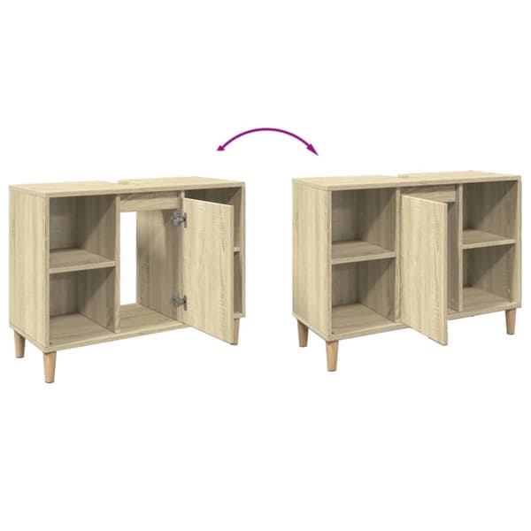 vidaXL badeværelsesskab 80x33x60 cm konstrueret træ sonoma-eg