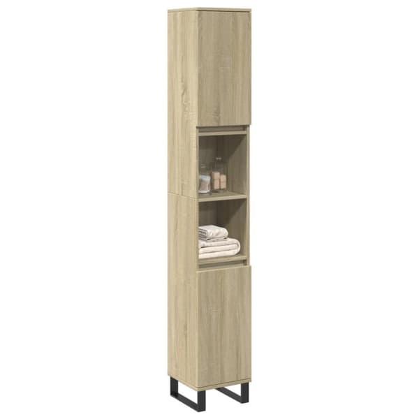 vidaXL Kylpyhuoneen kaappi Sonoma-tammi 30x30x190 cm tekninen puu