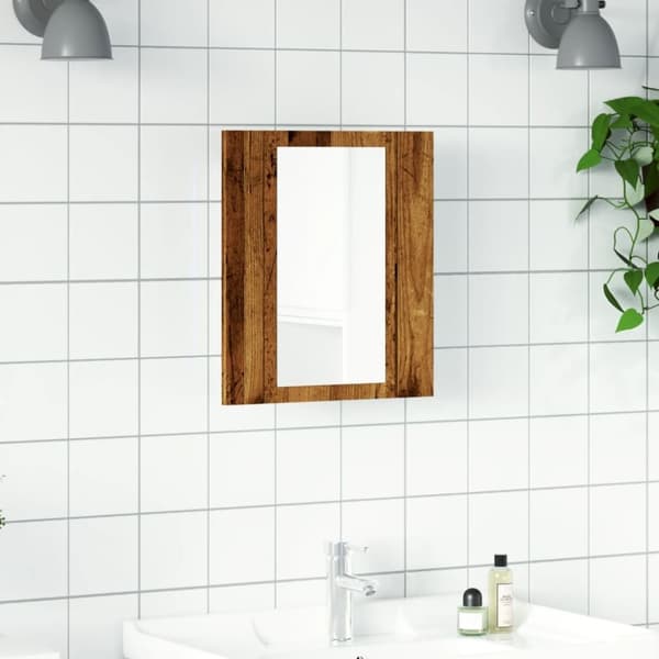 vidaXL LED peilikaappi vanha puu 40x12x45 cm tekninen puu