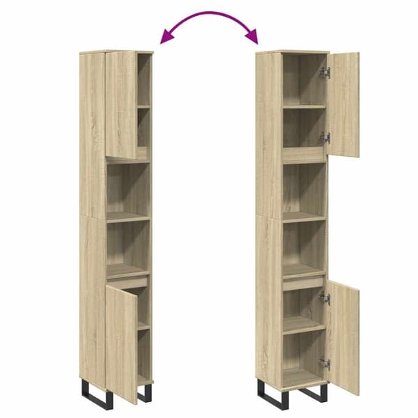 vidaXL Baderomsskap sonoma eik 30x30x190 cm konstruert tre
