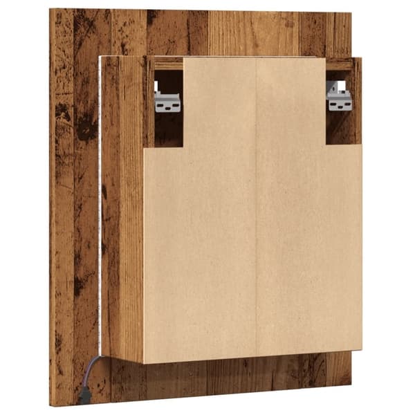 vidaXL Speilskap med LED gammelt tre 40x12x45 cm konstruert tre