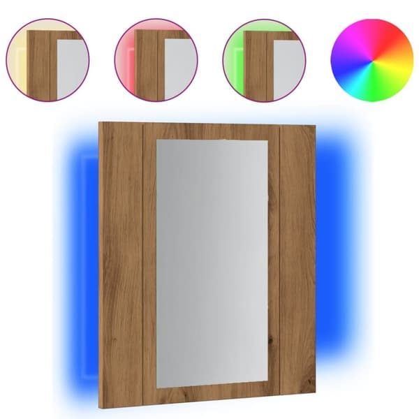 vidaXL Speilskap med LED artisan eik 40x12x45 cm konstruert tre