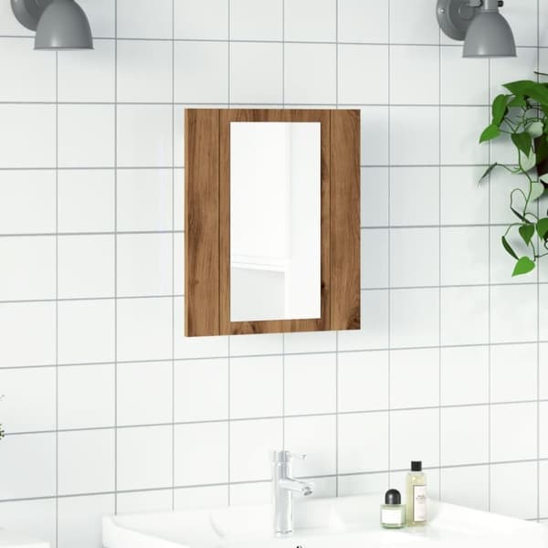 vidaXL Speilskap med LED artisan eik 40x12x45 cm konstruert tre