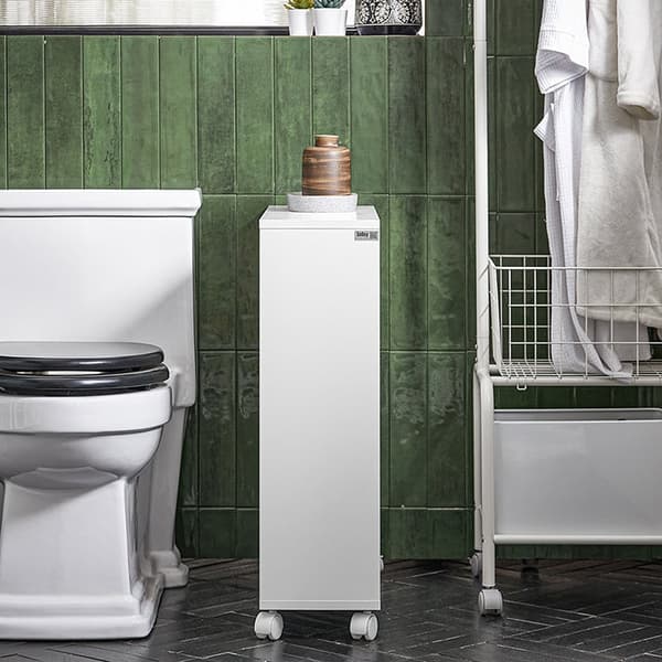 Rootz kylpyhuoneen säilytyskaappi - Kapea kaappi - Ohut tilansäästäjä - Säädettävä hylly - 20x70x65cm - MDF - WC-paperin säilytys