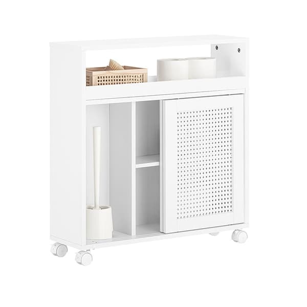 Rootz kylpyhuoneen säilytyskaappi - Kapea kaappi - Ohut tilansäästäjä - Säädettävä hylly - 20x70x65cm - MDF - WC-paperin säilytys