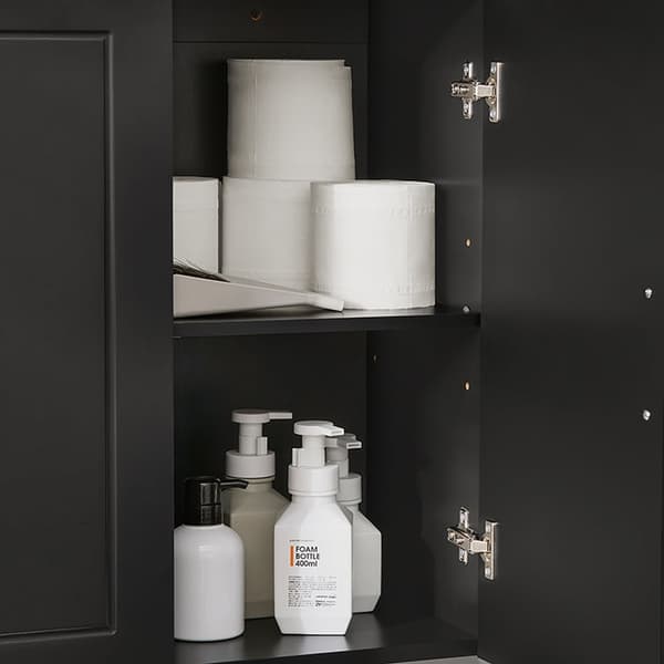 Rootz badeværelsesvægskab - Medicinskab - Opbevaringsenhed - MDF-konstruktion - 90cm x 60cm x 30cm - Hvid/Sort - Justerbare hylder