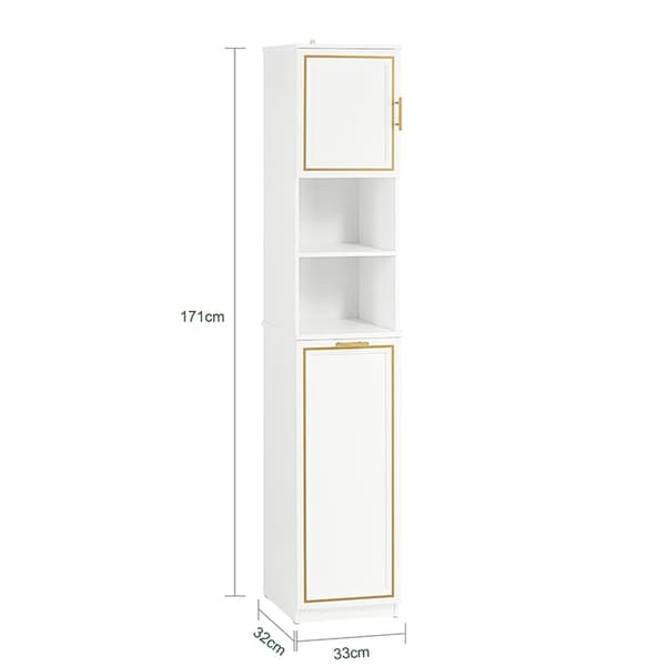 Korkea Rootz-kylpyhuonekaappi - Säilytysyksikkö - Pyykinpesukone - MDF-mänty - Kaatumisenestolaite - 33cm x 171cm x 32cm - 2-osainen setti