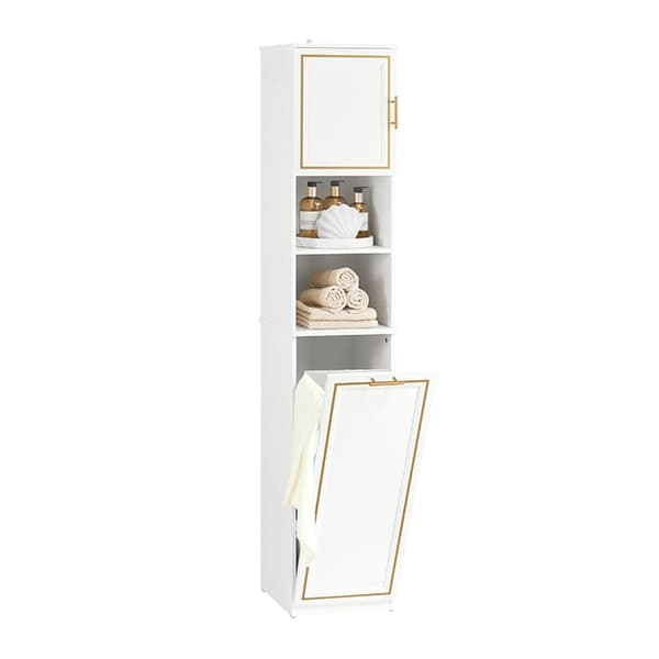 Korkea Rootz-kylpyhuonekaappi - Säilytysyksikkö - Pyykinpesukone - MDF-mänty - Kaatumisenestolaite - 33cm x 171cm x 32cm - 2-osainen setti