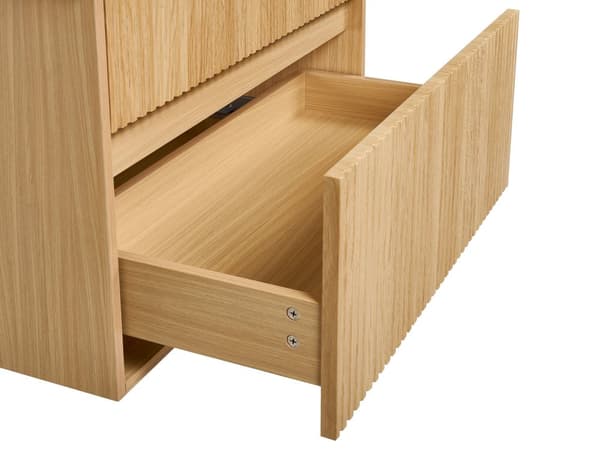 Veggmontert Baderomsskap Lyst tre MDF 100 x 52 cm Riflet front med 2 Skuffer
