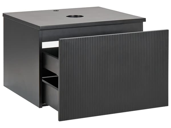 Vaskeskab Sort MDF Træ 60 cm Bred Underskab til Vask Badeværelsesskab med Skuffer Moderne Skab til under Håndvask Baderum med Opbevaring