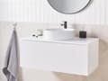 Miniatyrbilde 2 av 10: Servantskap Hvit MDF 100 x 52 cm Veggmontert Riflet front 1 skuff Soft close-funksjon Moderne design Baderomsskap Oppbevaring Bad