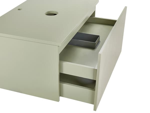 Servantskap Grønn MDF 80 x 52 cm Veggmontert Riflet front 1 skuff Soft close-funksjon Moderne design Baderomsskap Oppbevaring Bad