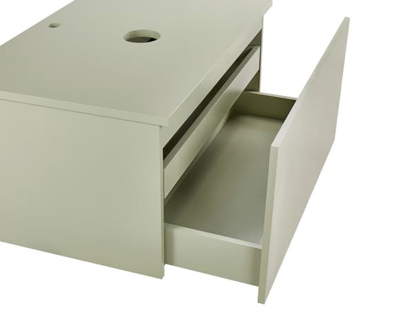 Servantskap Grønn MDF 80 x 52 cm Veggmontert Riflet front 1 skuff Soft close-funksjon Moderne design Baderomsskap Oppbevaring Bad