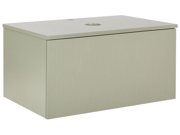 Servantskap Grønn MDF 80 x 52 cm Veggmontert Riflet front 1 skuff Soft close-funksjon Moderne design Baderomsskap Oppbevaring Bad