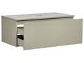 Miniatyrbilde 5 av 10: Servantskap Grønn MDF 100 x 52 cm Veggmontert Riflet front 1 skuff Soft close-funksjon Moderne design Baderomsskap Oppbevaring Bad