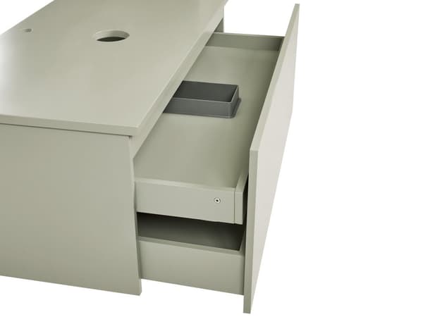 Servantskap Grønn MDF 100 x 52 cm Veggmontert Riflet front 1 skuff Soft close-funksjon Moderne design Baderomsskap Oppbevaring Bad