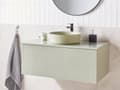 Miniatyrbilde 2 av 10: Servantskap Grønn MDF 100 x 52 cm Veggmontert Riflet front 1 skuff Soft close-funksjon Moderne design Baderomsskap Oppbevaring Bad