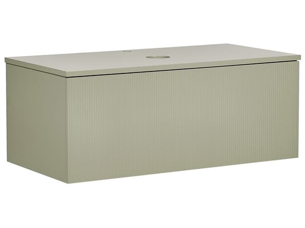 Servantskap Grønn MDF 100 x 52 cm Veggmontert Riflet front 1 skuff Soft close-funksjon Moderne design Baderomsskap Oppbevaring Bad