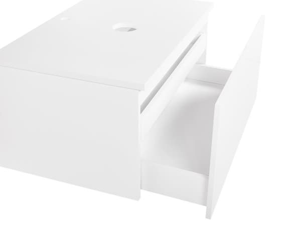 Servantskap Hvit MDF 80 x 52 cm Veggmontert Riflet front 1 skuff Soft close-funksjon Moderne design Baderomsskap Oppbevaring Bad