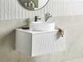 Miniatyrbilde 2 av 10: Servantskap Hvit MDF 80 x 52 cm Veggmontert Riflet front 1 skuff Soft close-funksjon Moderne design Baderomsskap Oppbevaring Bad