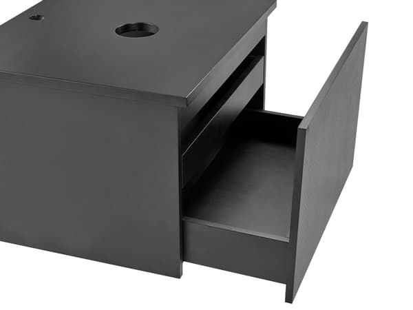 Servantskap Svart MDF 60 x 52 cm Veggmontert Riflet front 1 skuff Soft close-funksjon Moderne design Baderomsskap Oppbevaring Bad