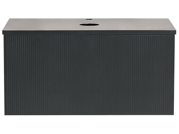 Servantskap Svart MDF 80 x 52 cm Veggmontert Riflet front 1 skuff Soft close-funksjon Moderne design Baderomsskap Oppbevaring Bad