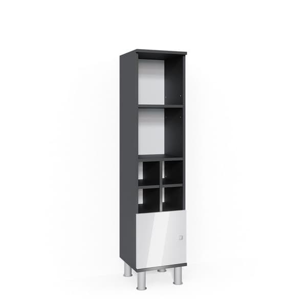 Förvaringsmöbel för badrum Fynn, 30x130.6 cm liten dörr, Högglansvit, Antracit, Vicco