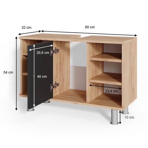Enkel under vask skap Fynn, 80x54cm, Antrasitt, Vicco
