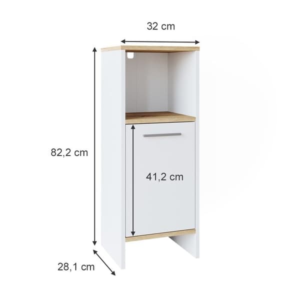 Badrumsmöbel Elvio, 32x82.2cm, Vit, Vit, Vicco