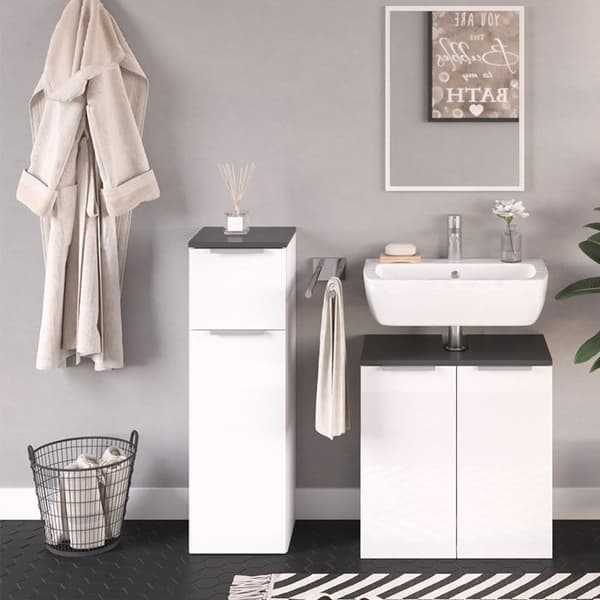 Badrumsmöbel Otis, 30x95cm, Högglansvit, Vit, Vicco