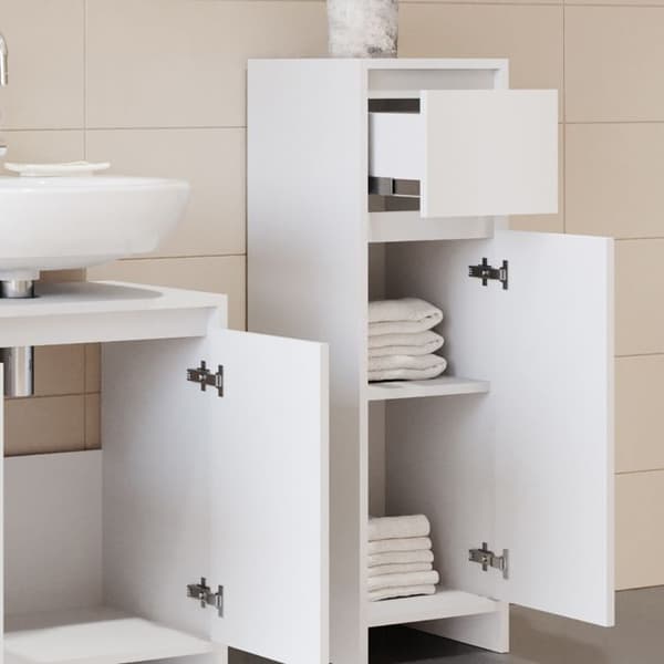 Förvaringsmöbel för badrum Emma, 30x95cm, Vit, Vit, Vicco